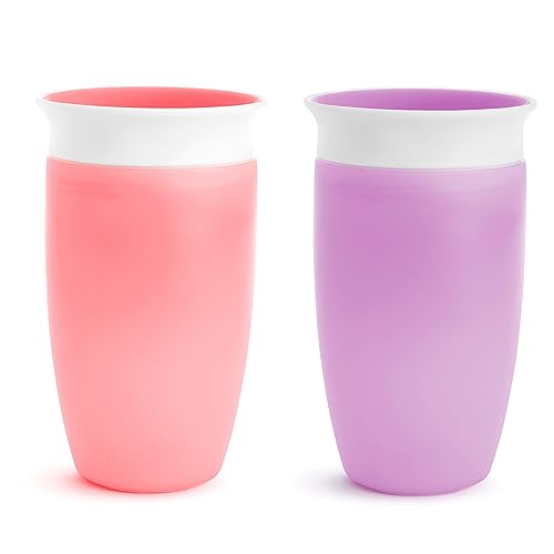 Munchkin Spill Proof Miracle 360 Sippy Cups for Toddlers 1-3, 10 Ounce, 2 Pack, Pink/Purple  
Munchkin Spill Proof Mirac